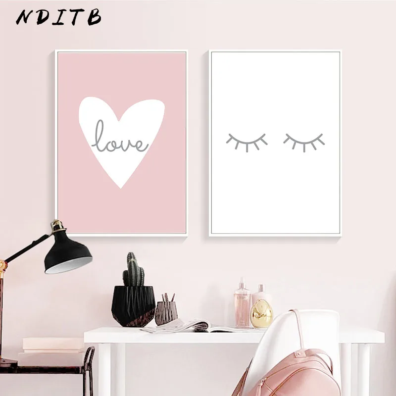 NDITB Кролик Сердце детской стены искусства холст картина мультфильм плакаты и