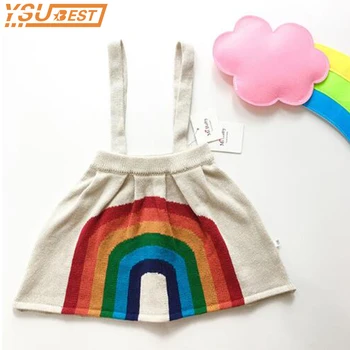 

New 2018 Baby Girls Skirt Kids Knitting Rainbow Tutu Skirts Party Wedding Dance Skirt Baby Girls Clothes Fashion Brand Skirts