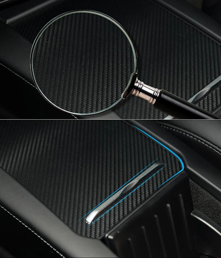 Автомобильная наклейка для Tesla модель X модель S сиденье центральный подлокотник-ящик клеящеяся пленка для автомобиля Углеродные волоконные наклейки Автомобильная консоль защитная пленка