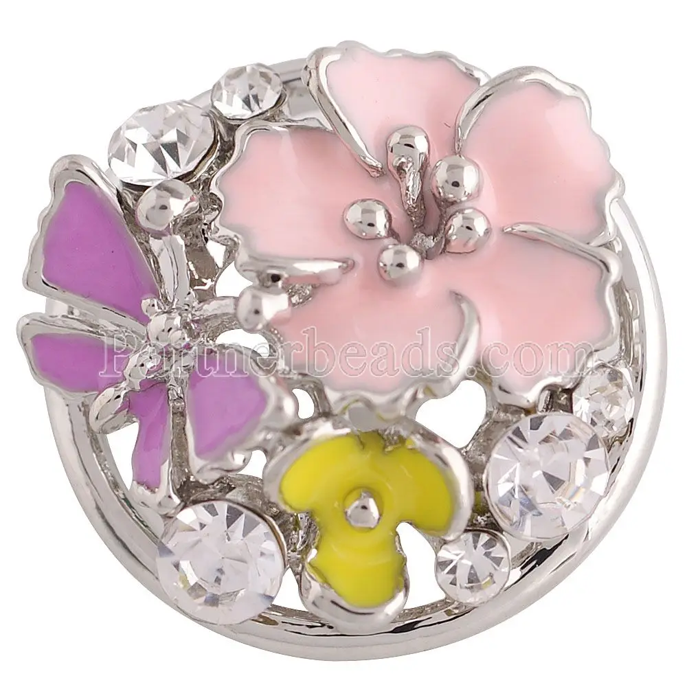 20MM flower snap colorful Enamel and Rhinestones KC8818 snap button