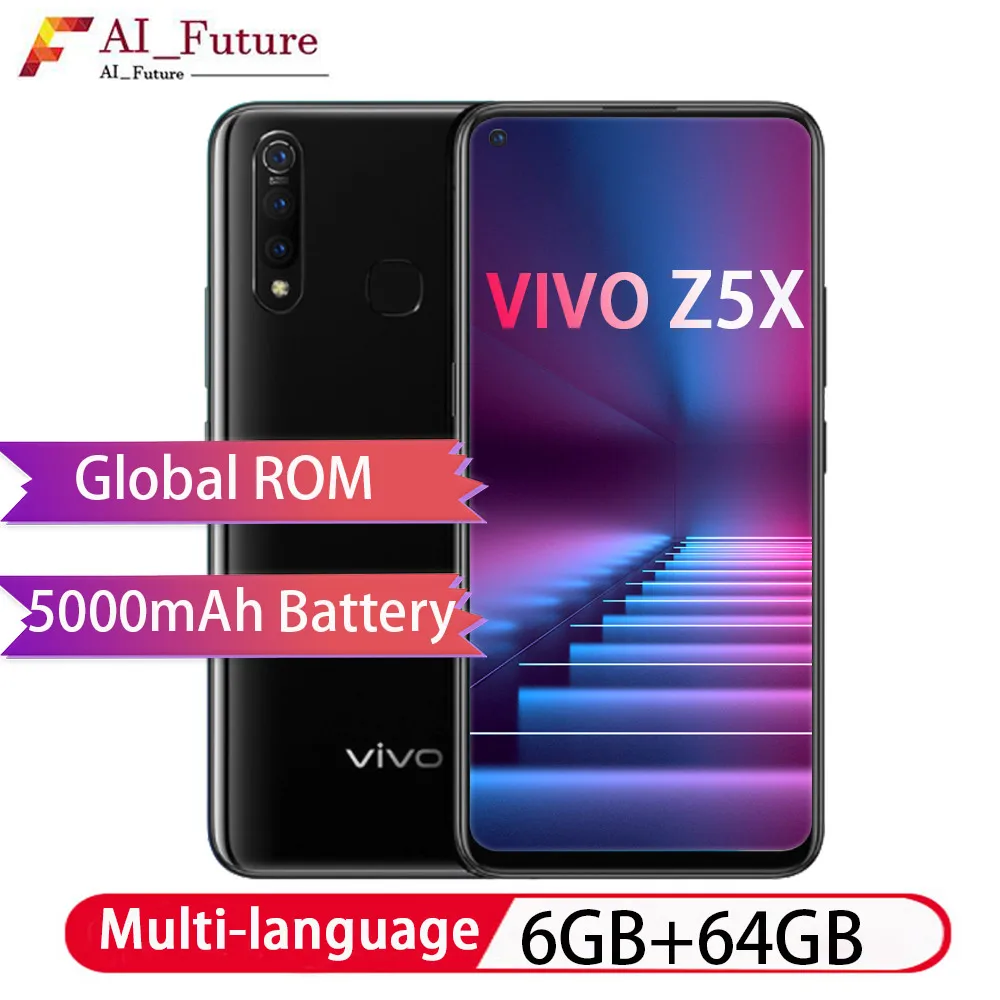 

Global ROM Original VIVO Z5x 4GB 64GB 6.53" Full Screen Smartphone Snapdragon710 Octa Core Android9 Phone 16MP+8MP+2MP Camera