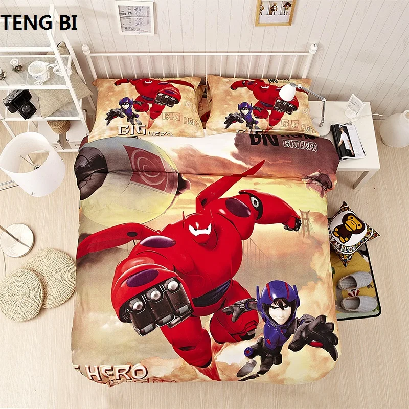Cotton Home Textile Set Big Hero 6 Baymax Bedding Set Twin/Queen/King