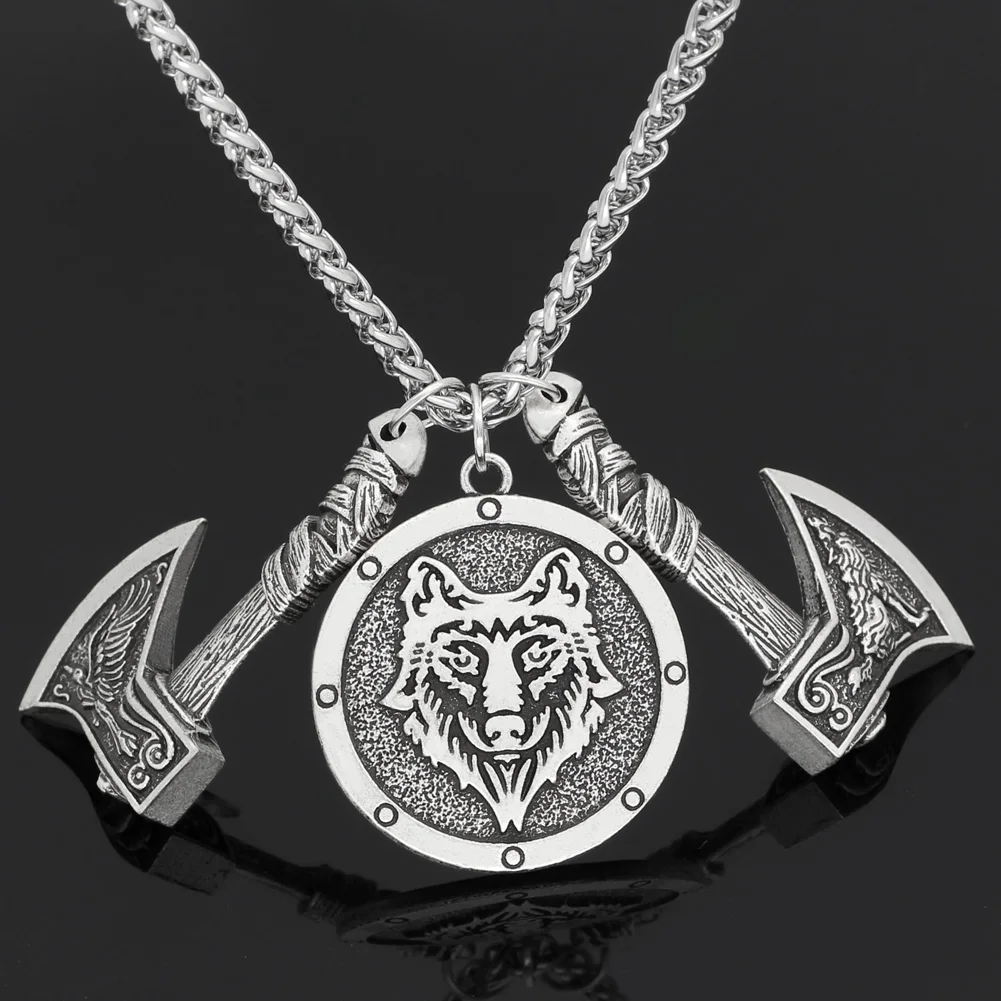 Скандинавский Викинг odin's wolf and raven ожерелье с подвеской в форме руны для
