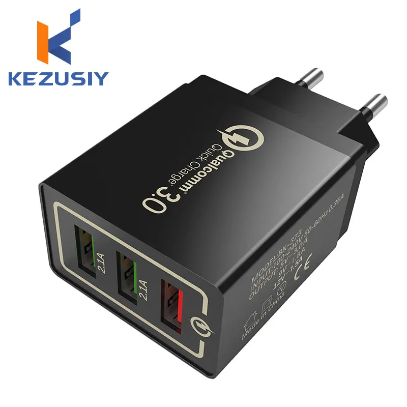 

KEZUSIY 18 W USB Quick charge 3.0 5V 3A for Iphone 7 8 Fast charger charging for Samsug s8 s9 Huawei EU US Plug Phone for xiaomi