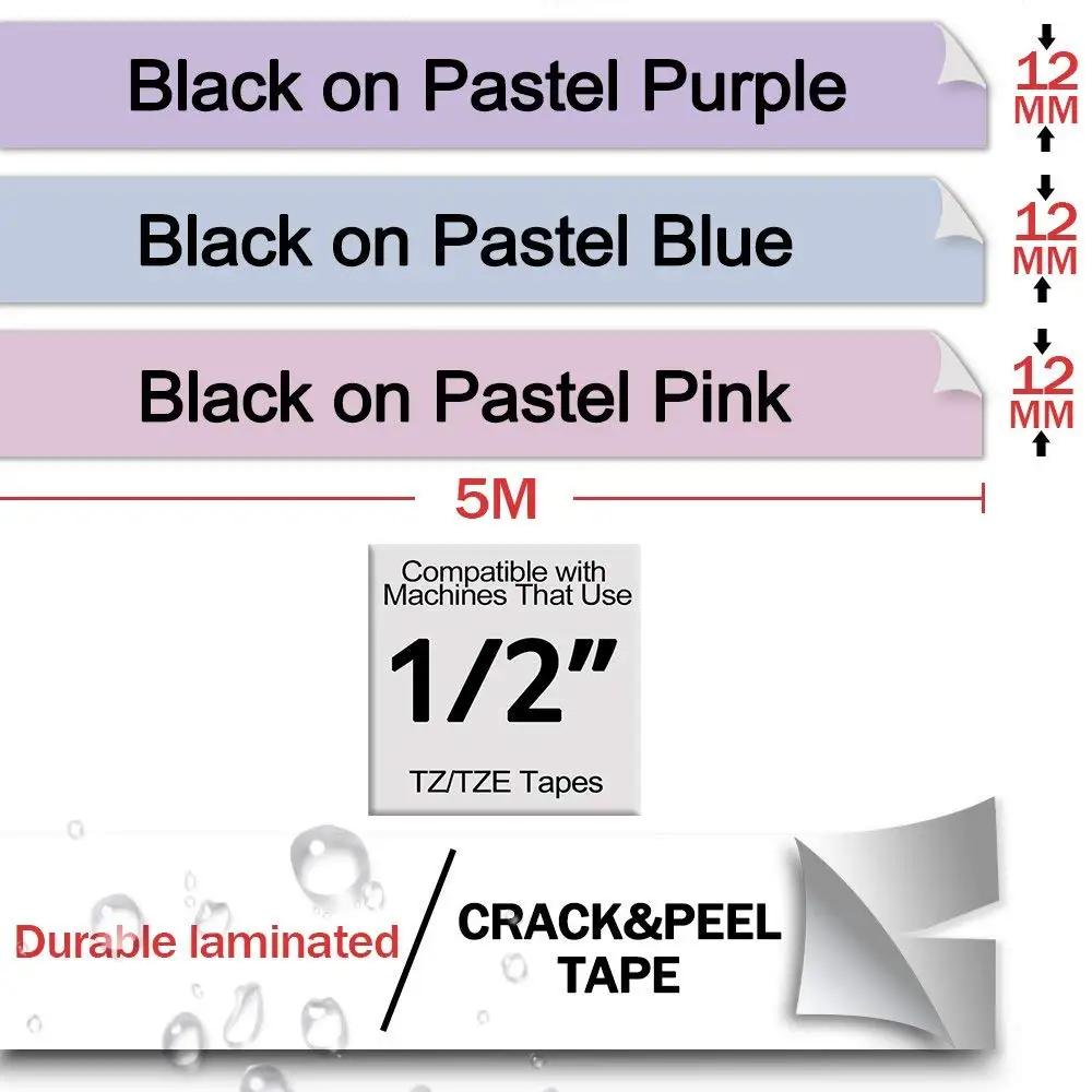 4 Pack Tz Tape 12 Mm Dilaminasi P Touch Label Tape Kompatibel Untuk Saudara Pt H100 Pt H110 Pt D200 Pt D450 Pembuat Label Pita Pita Printer Aliexpress