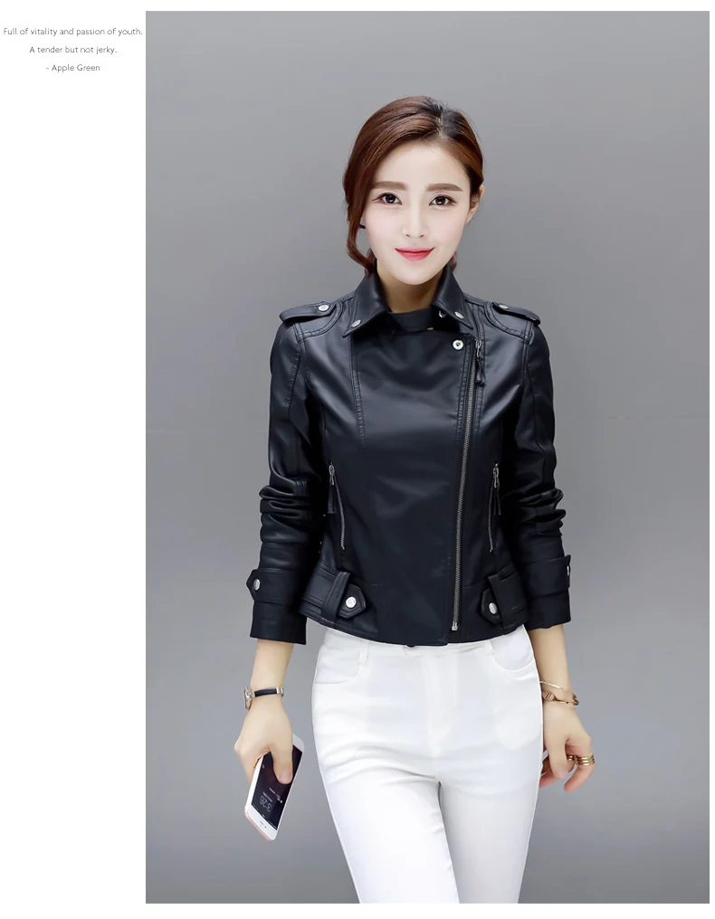 amazing JUANTALK Fashion Brand Leather Jackets Women Rivet Zipper Motorcycle Faux Soft Leather Coat Female