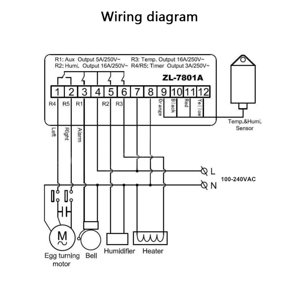 ZL-7801A Интеллектуальный ЖК-цифровой регулятор температуры и влажности инкубатор контроллер поворота яйца контроллер AC100~ 240 В