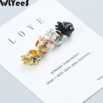 

WLYeeS 4pcs Black zircon Crown lion's head Pendant Copper beads Pave CZ Metal Loose bead Jewelry making DIY bracelet Accessories