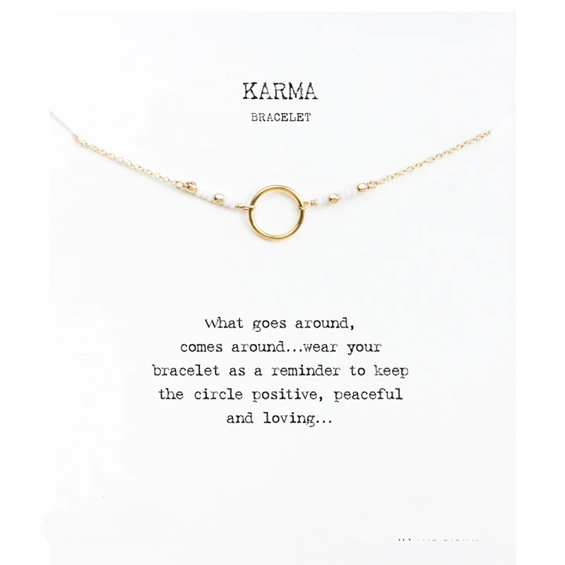 

Sparkling Karma White Seed Bead Bracelet Gold Dipped Circle Fahion Jewelry Bracelet Women Jewelry B0015