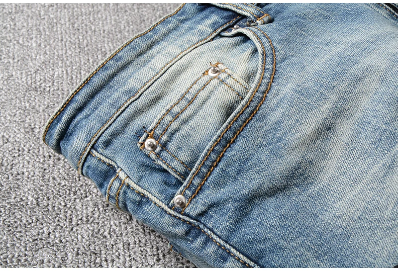 Мужские рваные обтягивающие джинсы Sokotoo, зауженные эластичные состаренные брюки светло-синего цвета с накладной вышивкой в виде змеи
