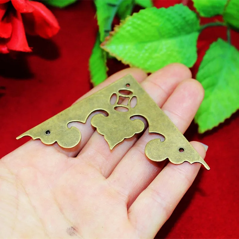 Brass-Furniture-Corners-Triangle-Fillet-Gift-Upscale-Decorative-Sheet-Copper-Purses-Gusset-Anceient-Flower-Heart-Corner