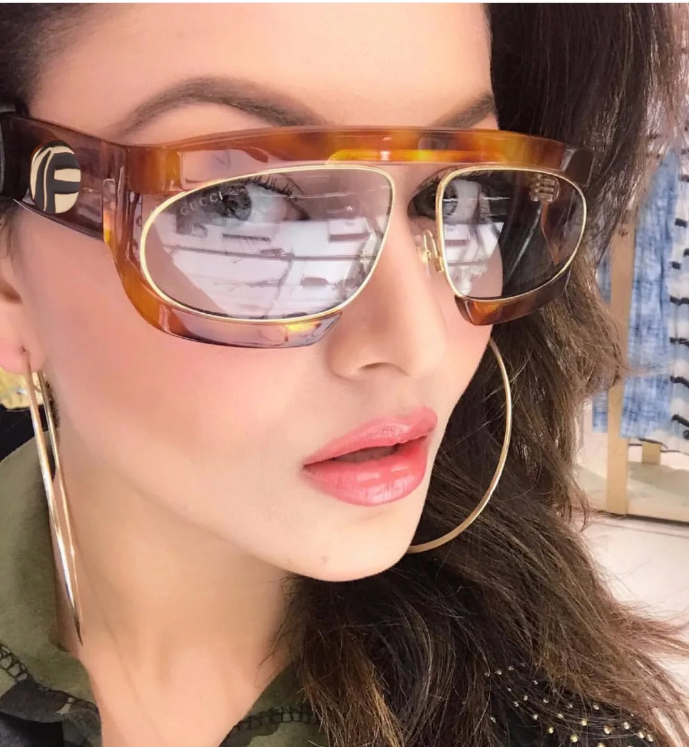 Monique Oversized Sunglasses Women 2018 New Big Black Frame Clear Lens