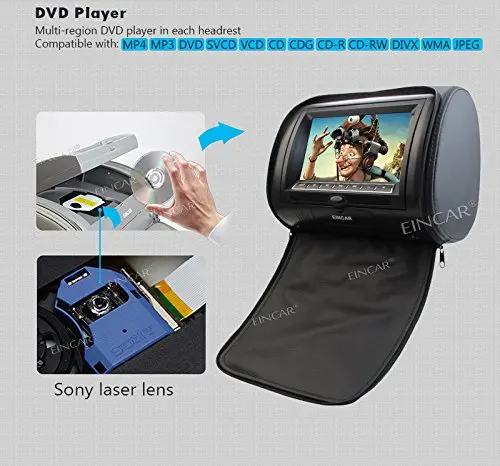 Discount Car vehicle cd DVD palyer 2xHeadrest pillow Monitor mp3/mp4/cd SD/USB 32 bit Games player FM IR car seat headrest+2 IR headphone 2