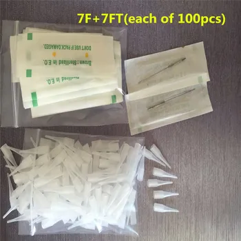 

Disposable Permanent Eyebrow Makeup Needles caps 100pcs 7F needles and 100 pcs 7FT Tips(4mm) kits Supply