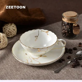 

200ml European Royal Vintage Coffee Cup Set Bone China Ceramic Coffee Set Teacup Saucer Hand Painted Flower Afternoon Tea Cups