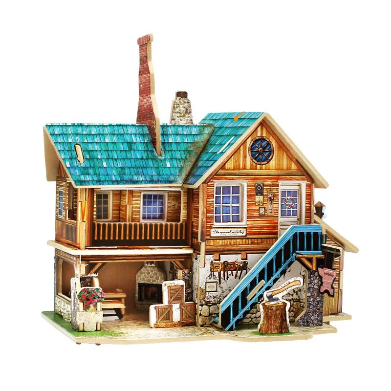 

Delicate 3D Wood House Romantic French Style Hand Made Gift DIY Model Funny Building Block Toys Kids Children Toy