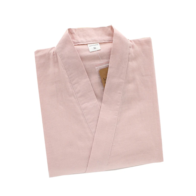 New 100% Cotton Men Japanese Pajamas Sets Simple Kimono Yukata Loose Nightgown Sleepwear Bathrobe Leisure Wear Lover Homewear