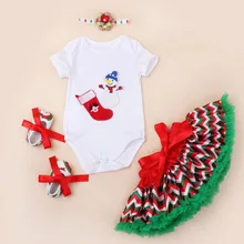 4 предмета в комплекте; комплект из двух предметов для новорожденных и маленьких девочек, во-первых во-вторых Рождественский чулок Новогодний костюм в горошек, юбки в горох повязка, туфли для 0-24Months