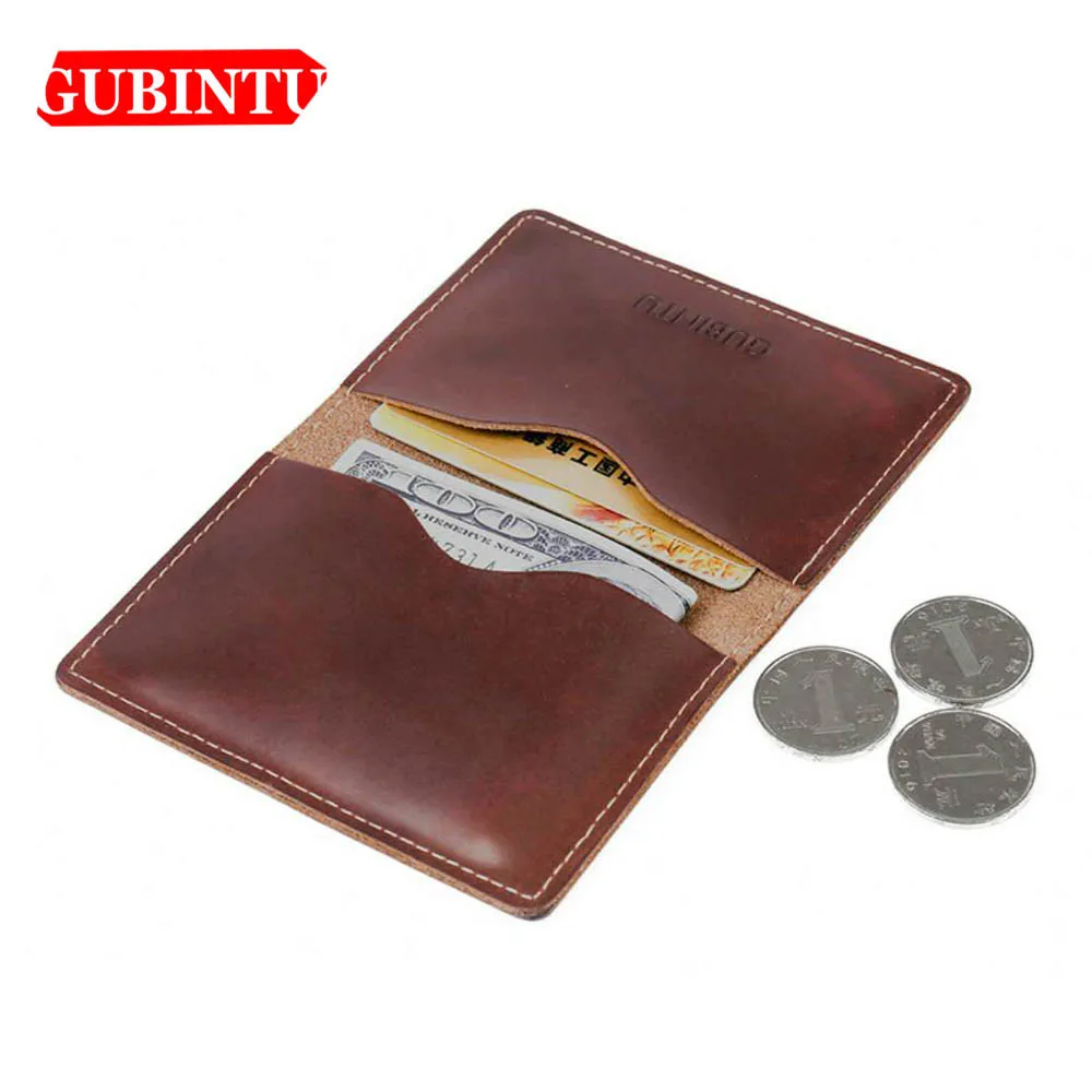 Gubintu Geniune Leather Men Short Wallets Causal Wallets Passcard Pocket Card Holder Coin Pocket Fashion Wallets For Men