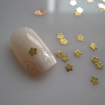 

Approx. 1000pcs/bag Metal Sea Series Gold Flower Design Non-adhesive Metal Slices Nail Art Decoration MS-306-2