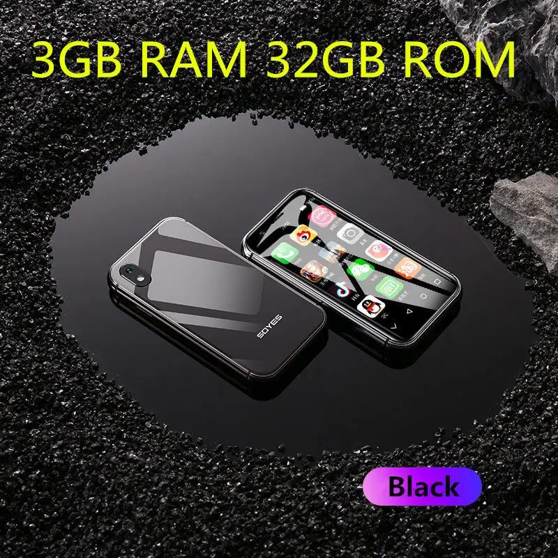 Маленький 4G смартфон soyes XS Android 6,0 3 ГБ+ 32 ГБ маленький телефон 3,0 дюйма 2 Гб 16 Гб wifi MP4 карманный мини детский мобильный телефон - Цвет: Black 3GB 32GB