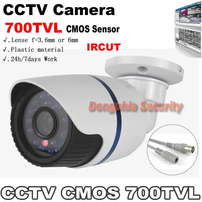 Waterproof 700TVL CCTV Camera Indoor and Outdoor 24h/7days Working With IRCUT Filter 24Pcs IR