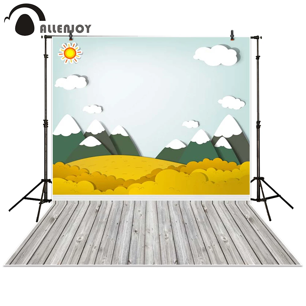 

Allenjoy photography backdrop Sun Wood Mountain Cloud Paper baby shower children background photo studio photocall