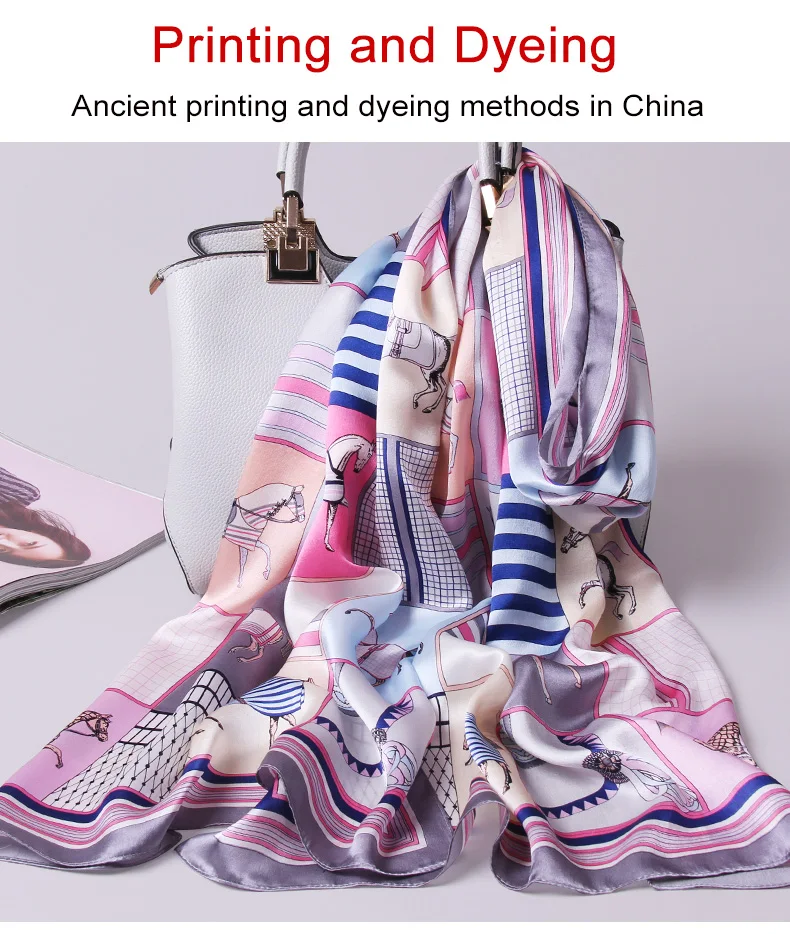 Натуральный шелковый шарф женский настоящий шелк из Ханчжоу Обертывания для женщин с принтом шали винтажные шарфы шелковый натуральный платок Femme