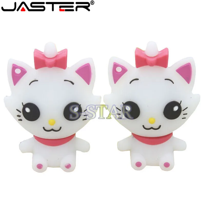 

JASTER Cartoon White Marie Cat Pendriver 4GB 8GB 16GB 32GB 64GB 128GB USB Flash Drive Memory Stick Pendrive Animal Mini Gift