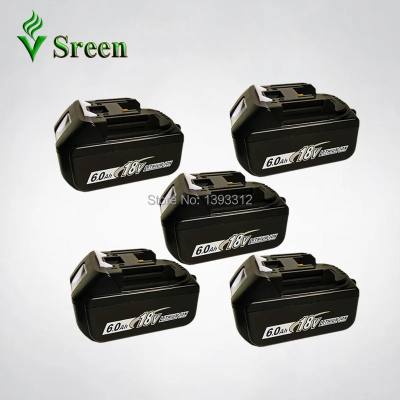 

5PCS 18V Lithium Ion 6000mAh BL1860 Replacement for Makita 18V BL1840 BL1850 BL1830 LXT400 Rechargeable Power Tool Battery Packs