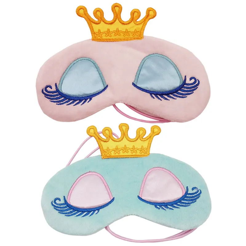 

Lovely Pink/Blue Crown Eyeshade Eye Cover Sleeping Mask Travel Cartoon Long Eyelashes Blindfold Cute Eyes Cover Face Care Tool