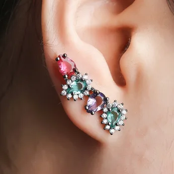 

2019 White Black Copper Colorful AAA Cubic Zirconia Stud Earrings Fashion Jewelry Female Wedding Party Gift For Women's Fashion