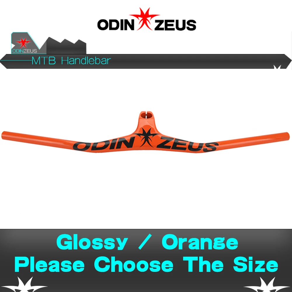 ODINZEUS MTB велосипедный стояк однообразный Интегрированный руль со стержнем 3K черный глянцевый/матовый углеродный руль для велосипеда - Цвет: Glossy Orange