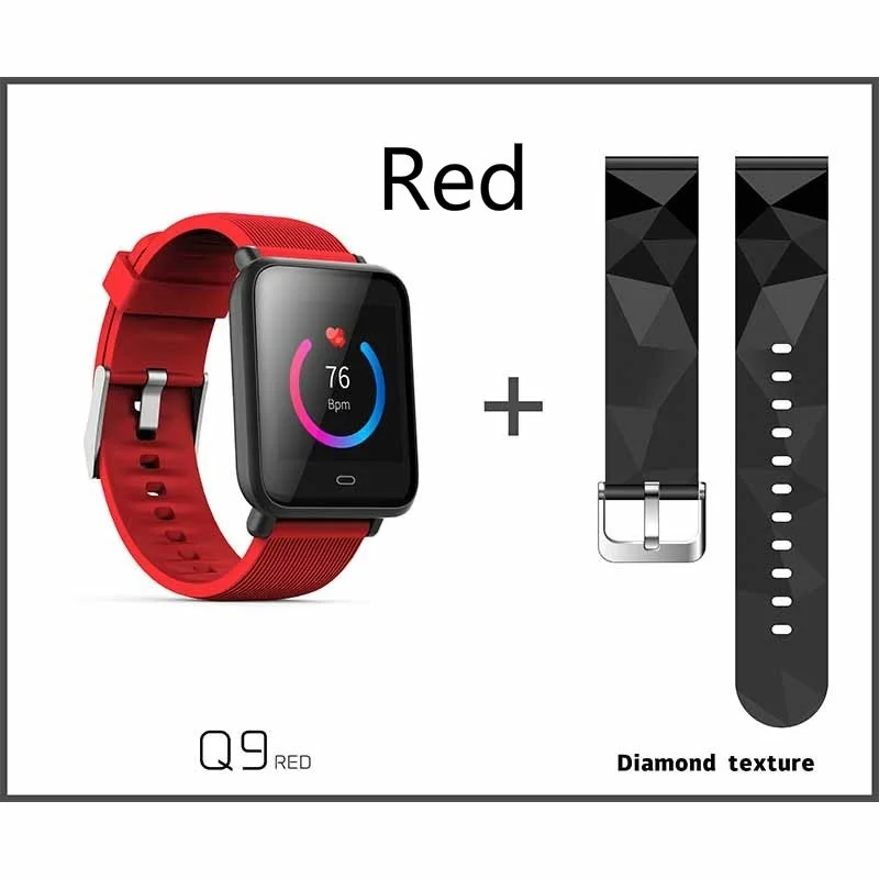 Q9 Смарт часы кровяное давление монитор сердечного ритма IP67 Водонепроницаемый Спорт Фитнес Trakcer часы для мужчин и женщин Smartwatch - Цвет: Red