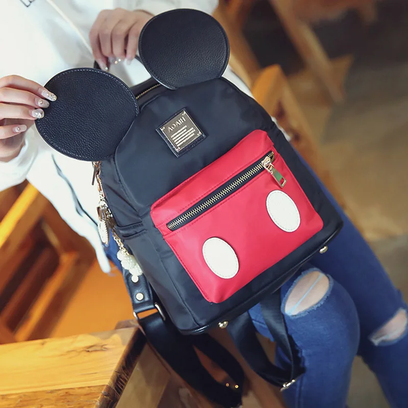 De moda de Mickey mujer mochila de Nylon negro Grils la escuela mochila mini mochila de viaje de los niños mochila escolar mochila S178