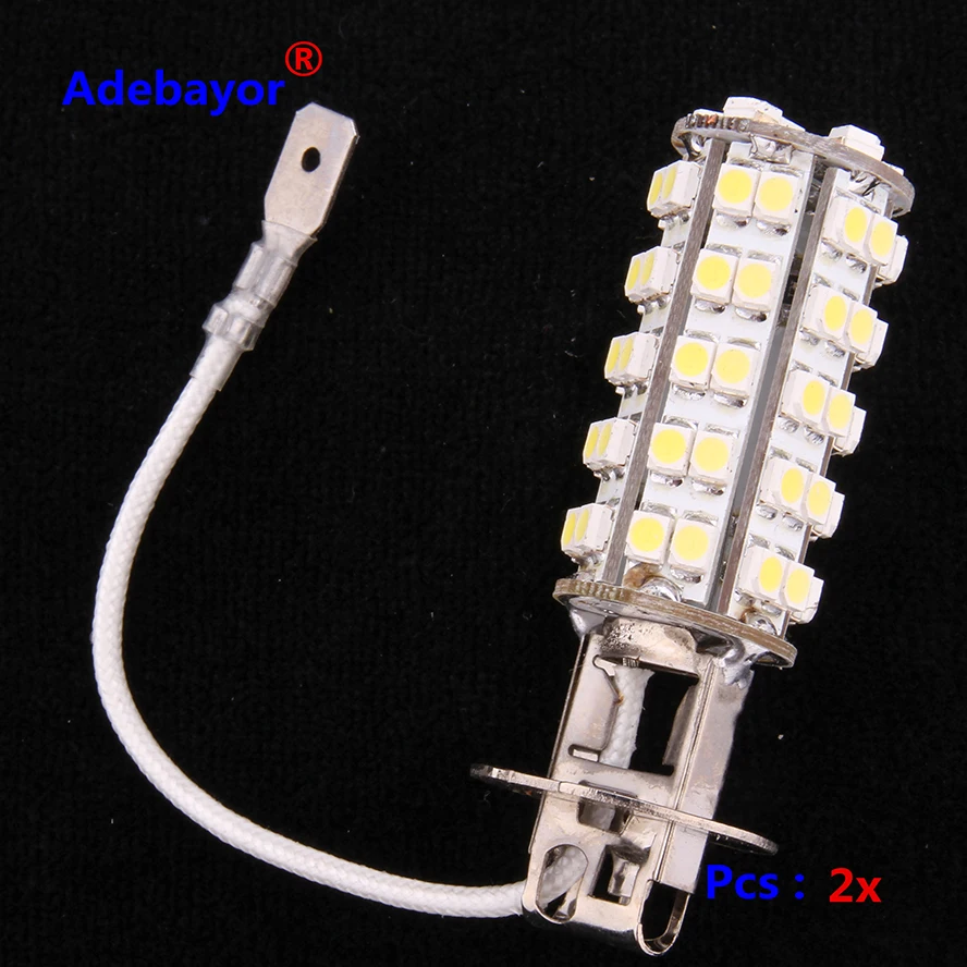 2x H3 68 SMD светодиодный автомобильный Автомобильный стоматологический фонарь, противотуманная головка, парковочный сигнал, головной светильник, лампа 12 В, белый цвет