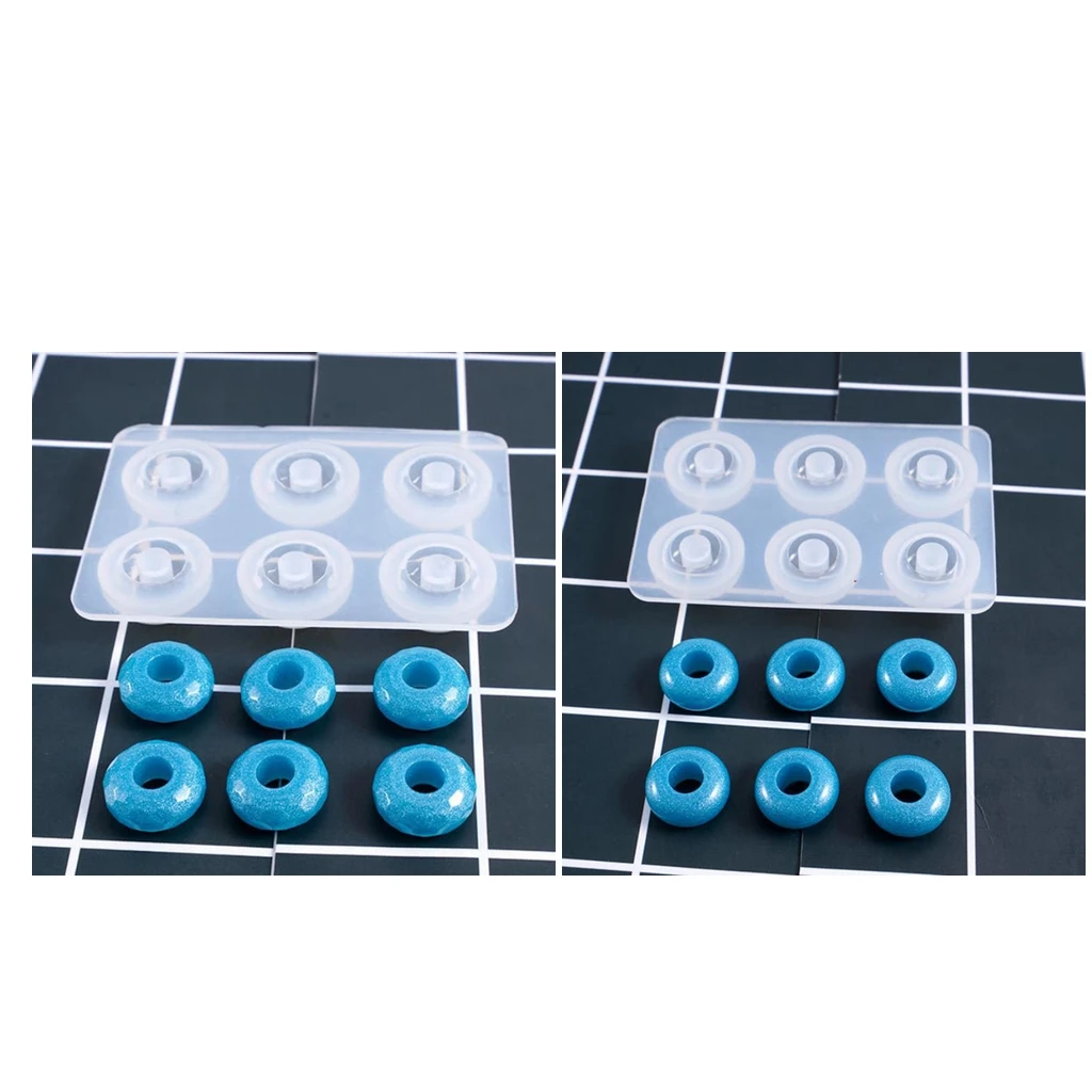 2 Pieces Large Hole Silicone Bead Mould Mold Making Resin Round Pendant Handmade Soap DIY Artificial Decorations Craft Supplies