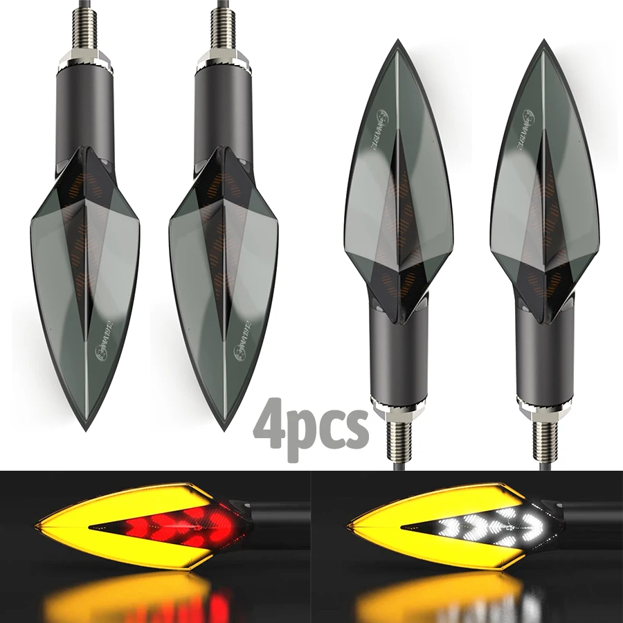 

4 шт. мотоциклетные передние задние сигнальные огни плавный стоп-сигнал указатели поворота Лампа 12 В постоянного тока