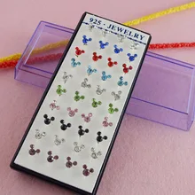 H: HYDE 40 шт = 20 пар Серебряный цвет блестящие красочные Микки элегантные женские рождественские Кристальные серьги-гвоздики ювелирные изделия