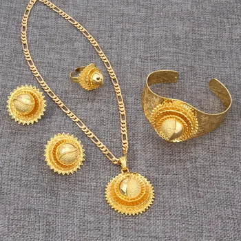 

Bangrui NEW 24K Gold Ethiopian Wedding Sets Jewelry Africa Habesha Gold Jewellery Ethiopia Eritrea Bridal Engagement Gift