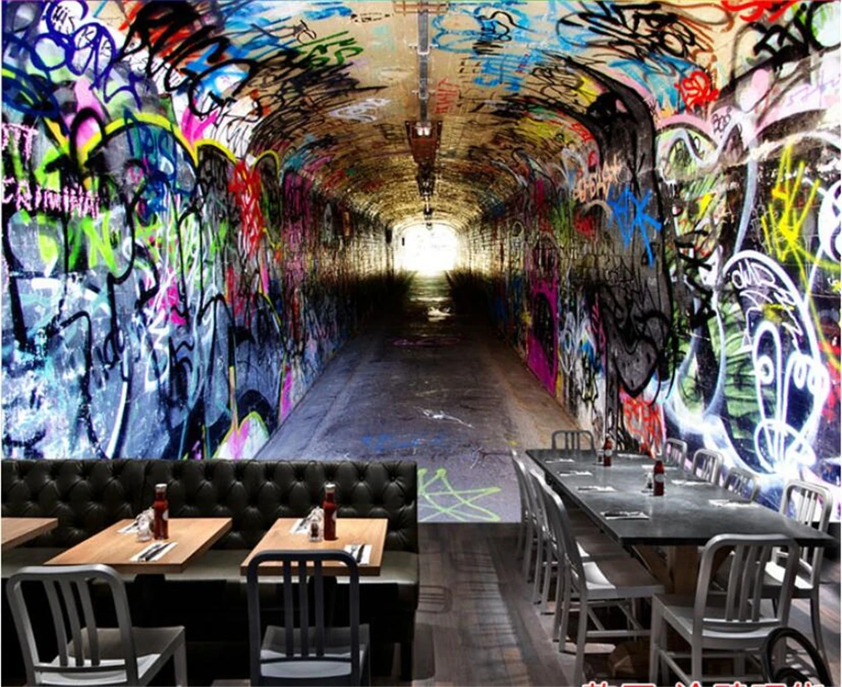 Beibehang пользовательские 3d обои ностальгия промышленного ветер туннель space испортить цементные обои cafe Бар Ресторан украшение фрески