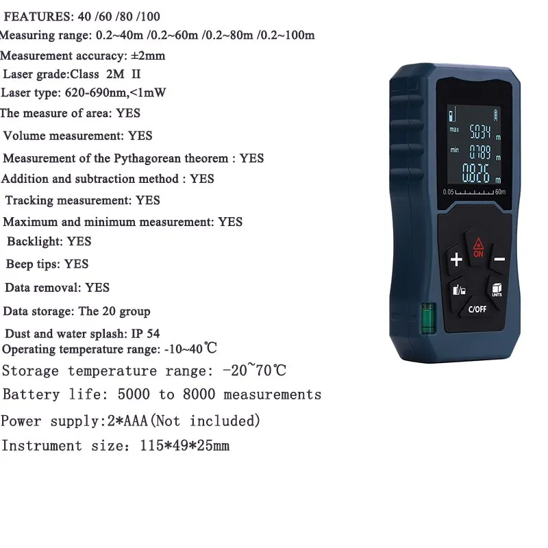 40-100 м лазерный дальномер электронный цифровой дальномер мера ленты дальномер