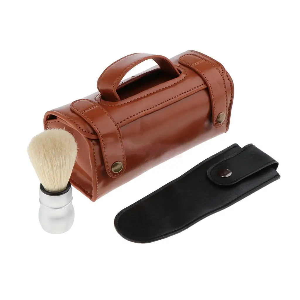 Мужской дорожный набор для бритья, щетка для бритья, прямой бритвенный чехол, держатель, сумка для хранения