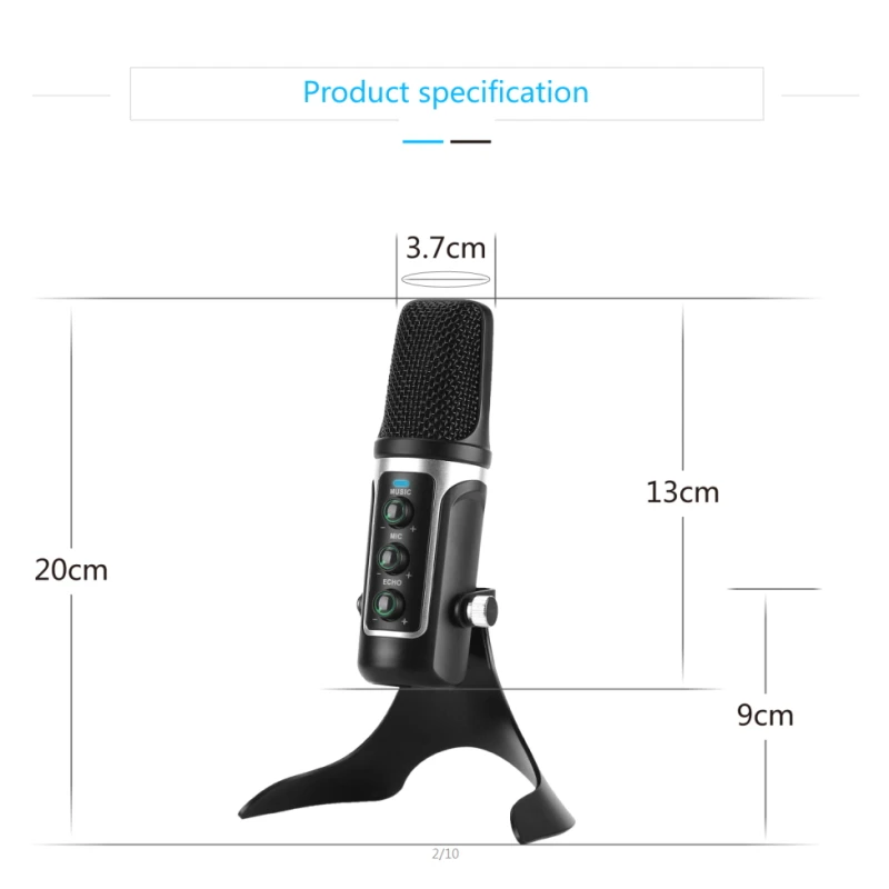 FELYBY USB конденсаторный микрофон поставляется со звуковой картой Компьютер подключи и играй в режиме реального времени монитор микрофон Запись конференции