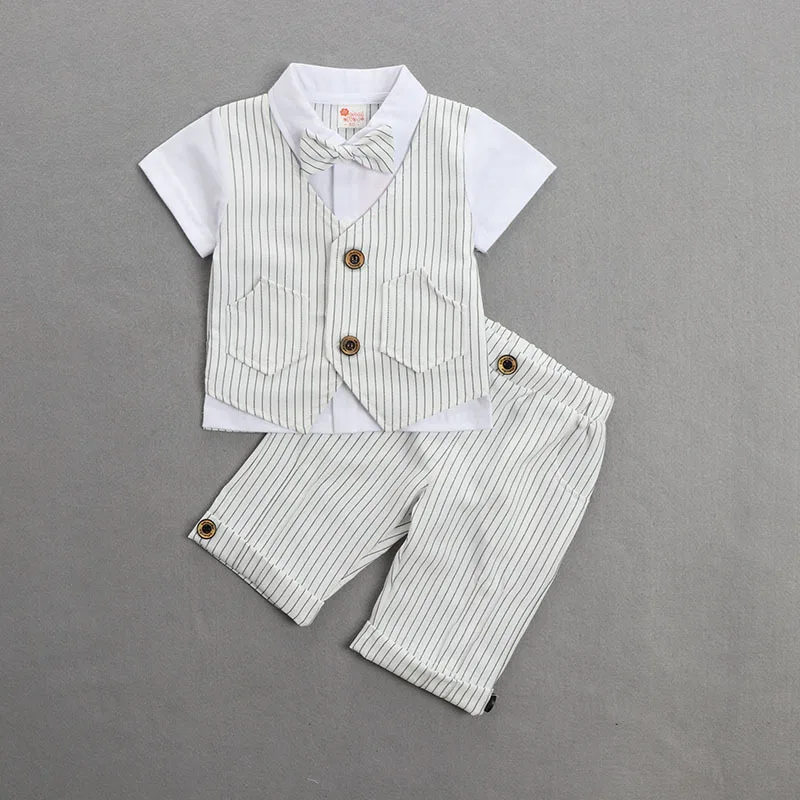 

Fashion Baby Romper Boy Clothing Summer New Boy Gentleman Style Short-Sleeve Suit Explosion Models Children'S Bow Two-Piece