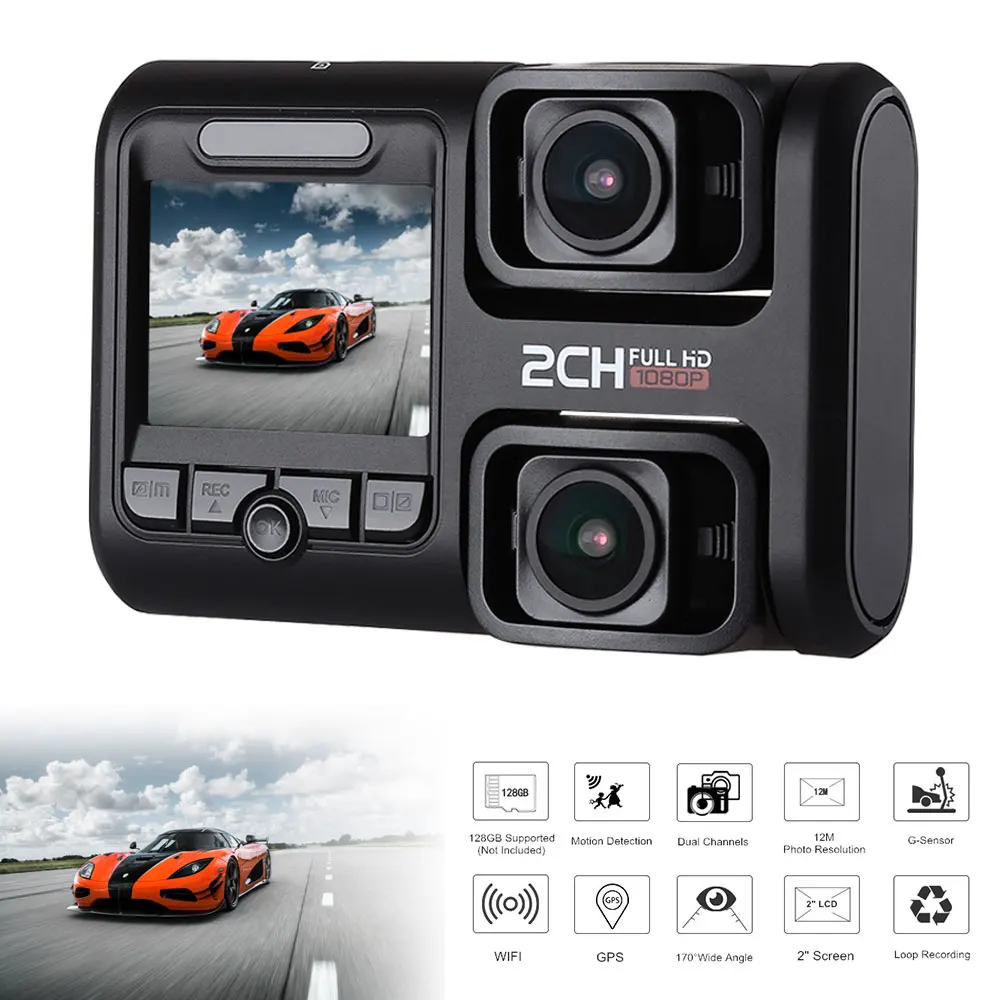 Автомобильный видеорегистратор с wi fi и gps двойной объектив sony IMX323 Cam 1080 p Dvr