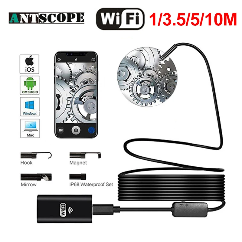 

Antscope Wifi Endoscope Camera Android 720P Iphone Borescope Waterproof Camera Endoscopic Semi Rigid Hard Tube iOS Endoscope 30