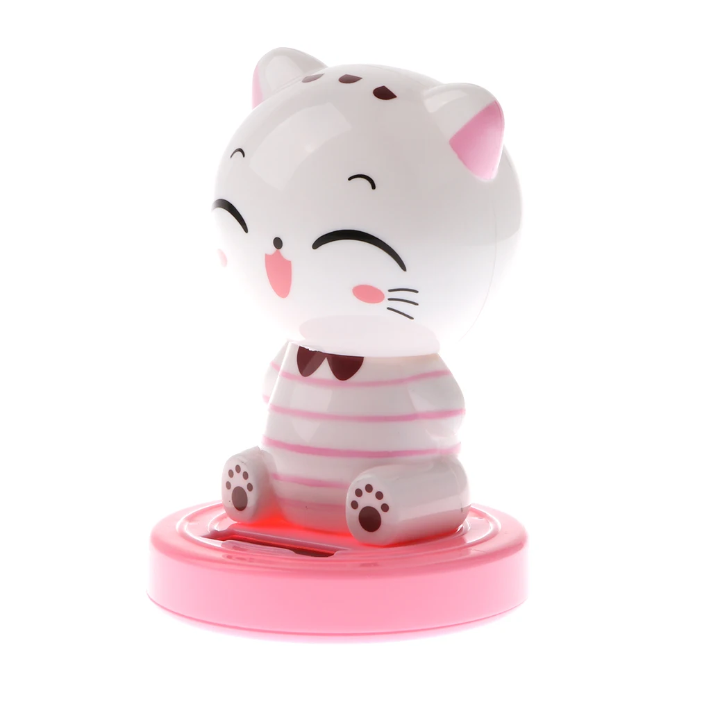 Kids Solar Powered Waving Hands Fortune Cat Kitten Animal Swinging Toy Car Home Ornament Decor Kids Xmas Gifts Gag Prank Toys