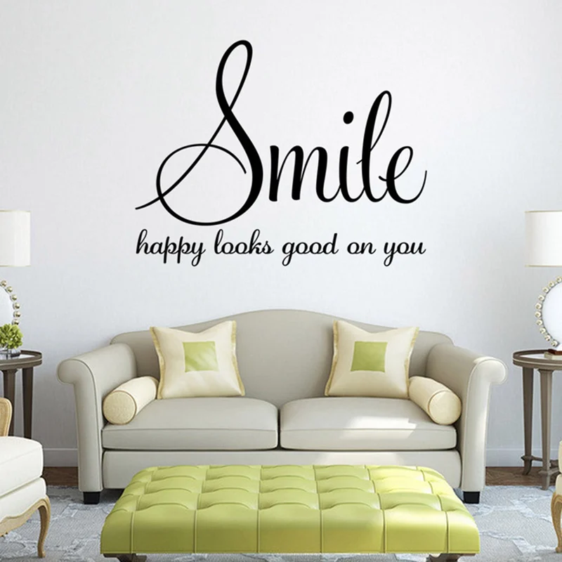 family words smile quotes wall sticker poster living room