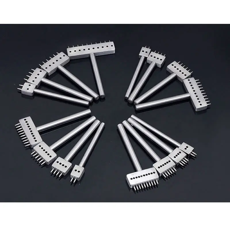 가죽 크래프트 1.0mm 둥근 구멍 펀치 행 프롱 스티칭 커터 도구, 손 바느질 구멍 2/4/6 구멍 4/5/6mm 간격